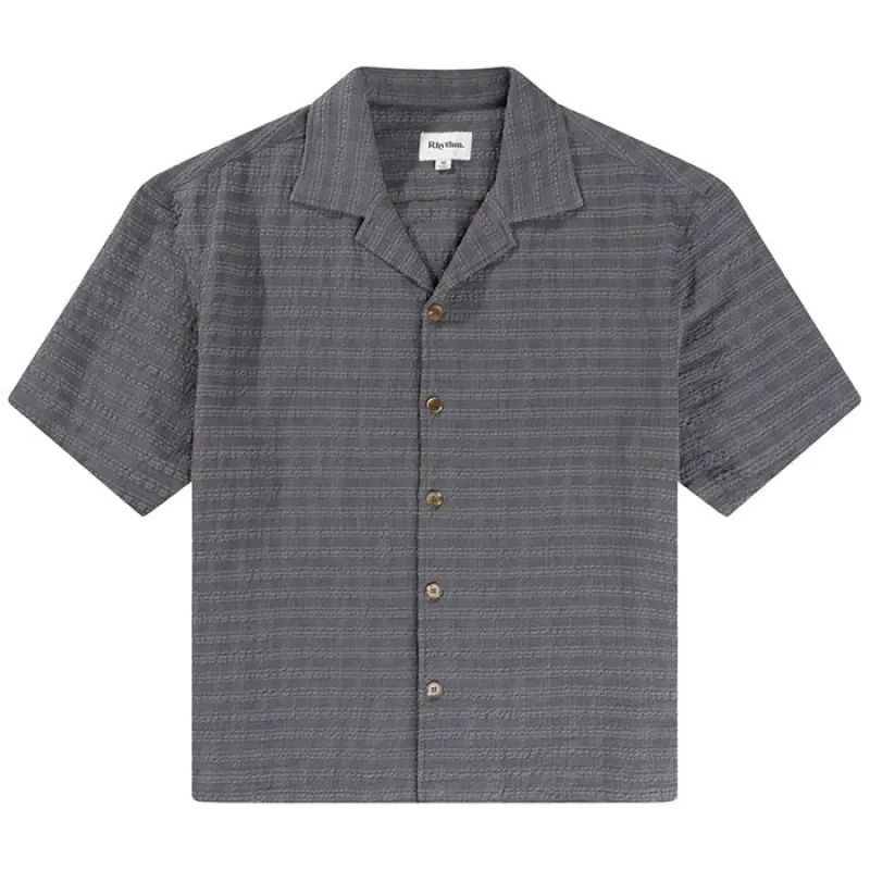 Rhythm RELAXED TEXTURED STRIPE SHIRT - CHARCOAL sold by Sun Diego Boardshops