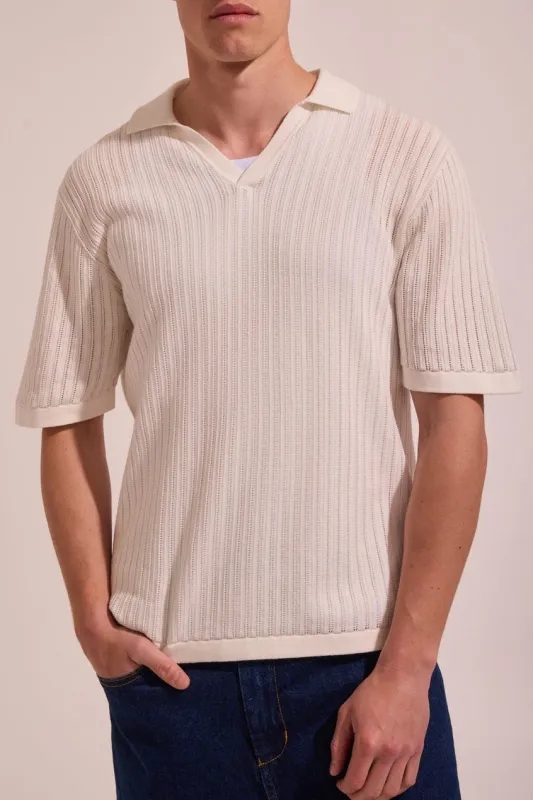 Rhythm Relaxed Knit Short Sleeve Polo - NATURAL sold by Sun Diego Boardshops