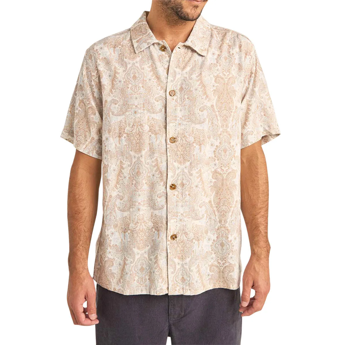 Rhythm Jean Paisley Short Sleeve Shirt - CREAM sold by Sun Diego Boardshops