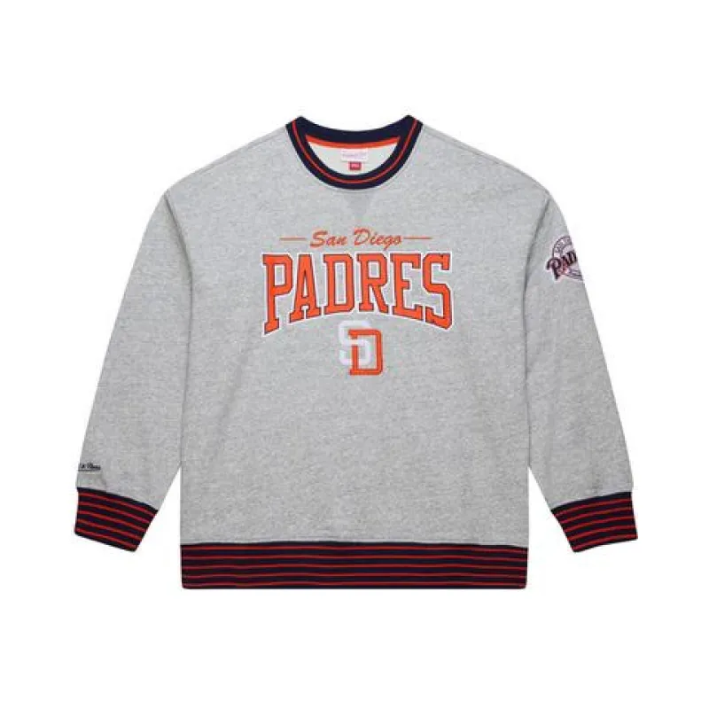 Mitchell & Ness San Diego Padres Throw It Back Vintage Crew - GREY HEATHER sold by Sun Diego Boardshops