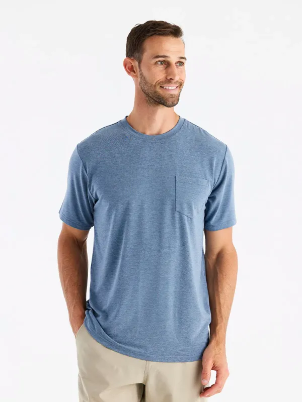 Free Fly Men's Bamboo Flex Pocket Tee - HEATHER DEEPWATER sold by Sun Diego Boardshops