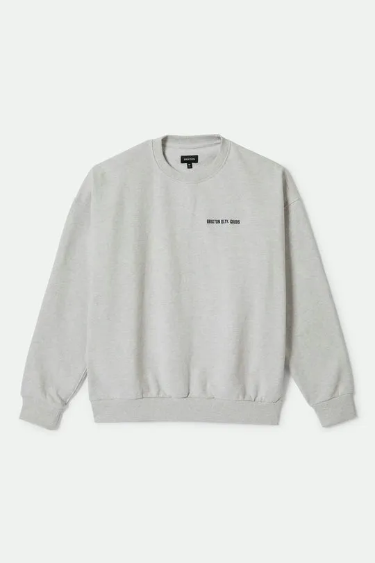 Brixton Embroidered Heavyweight Oversized Crew - HEATHER GREY sold by Sun Diego Boardshops