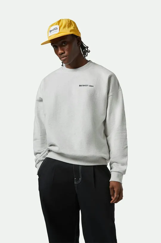 Brixton Embroidered Heavyweight Oversized Crew - HEATHER GREY sold by Sun Diego Boardshops product image thumbnail 2