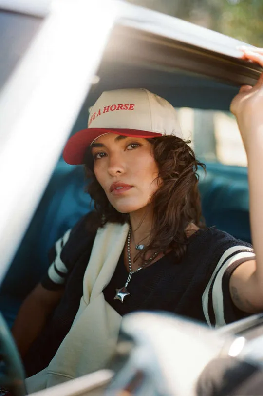 Brixton Women's Save A Horse Netplus Snapback - CRIMSON/OFF WHITE sold by Sun Diego Boardshops product image thumbnail 4