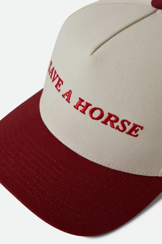 Brixton Women's Save A Horse Netplus Snapback - CRIMSON/OFF WHITE sold by Sun Diego Boardshops product image thumbnail 3