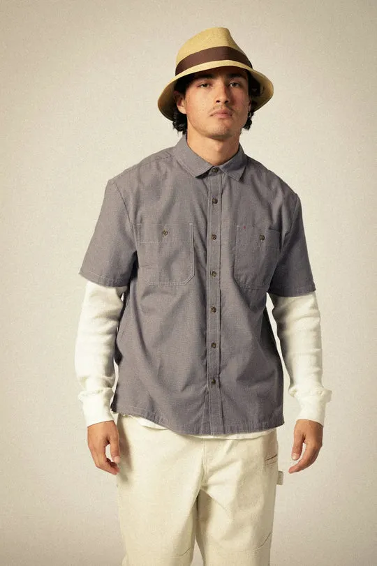 Brixton CRU Micro Plaid Relaxed S/S Shirt - WASHED NAVY sold by Sun Diego Boardshops product image thumbnail 2