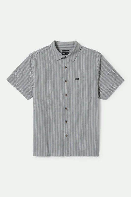 Brixton CRU Oxford Stripe S/S Shirt - BLUE sold by Sun Diego Boardshops