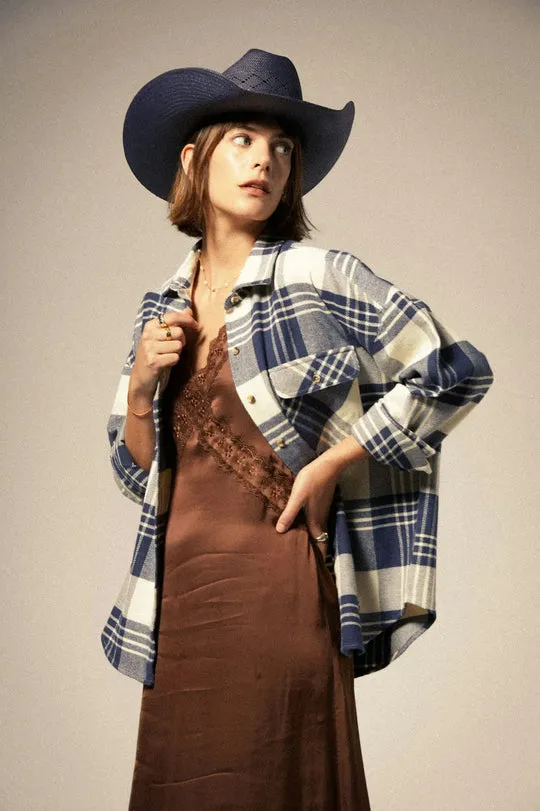 Brixton Bowery Women's Classic L/S Flannel - AZURE BLUE/WHITECAP sold by Sun Diego Boardshops product image thumbnail 2