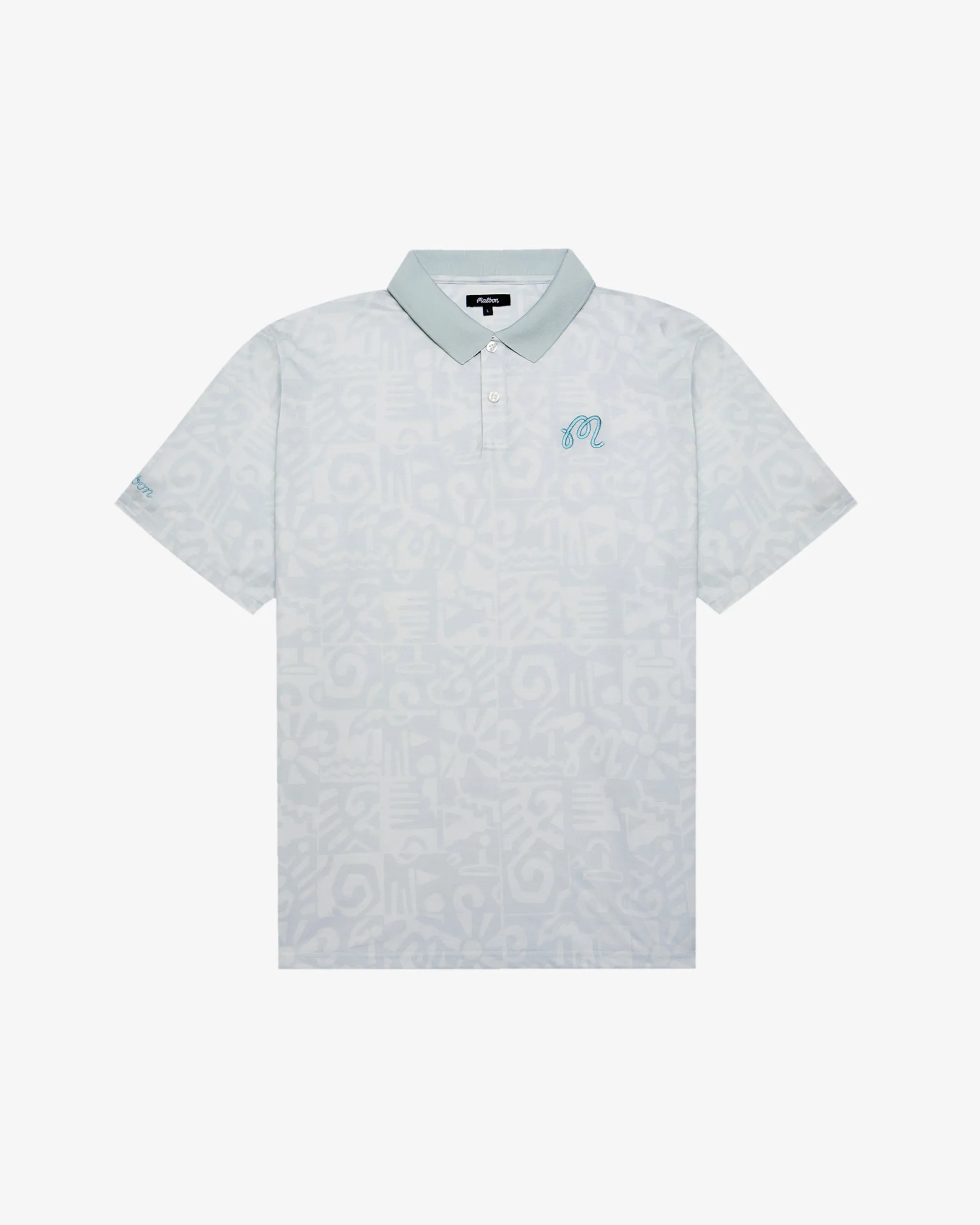 Malbon Mezzo Performance Pique Printed Polo - Silver sold by Sun Diego Boardshops