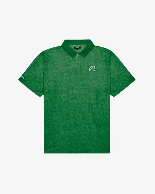 Malbon Mezzo Performance Pique Printed Polo - Kelly Green sold by Sun Diego Boardshops