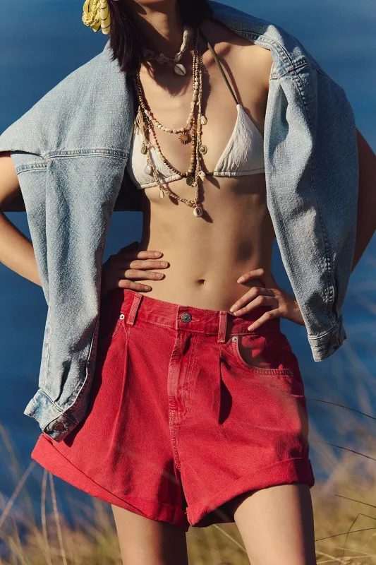 Free People We The Free Danni Shorts - Red sold by Sun Diego Boardshops