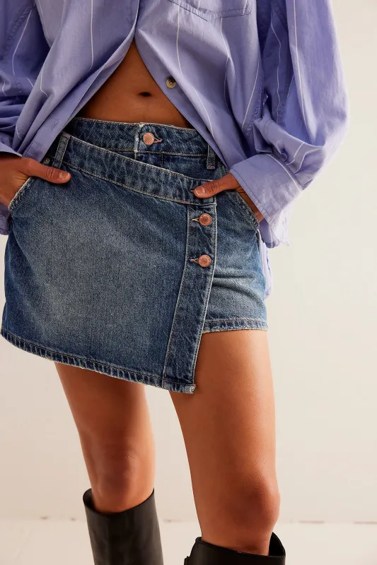 Free People We The Free Wynne Denim Skirt - Cornflower sold by Sun Diego Boardshops