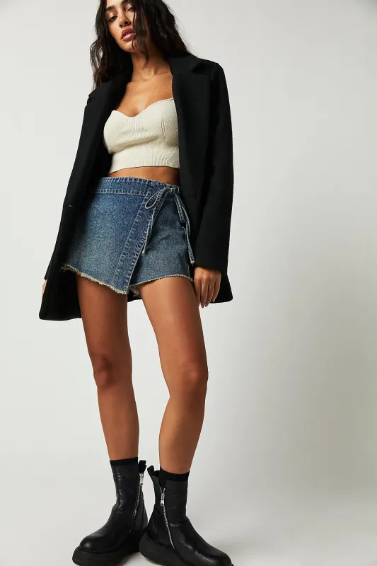 Free People We The Free Emmy Denim Skort - Misty Blue sold by Sun Diego Boardshops