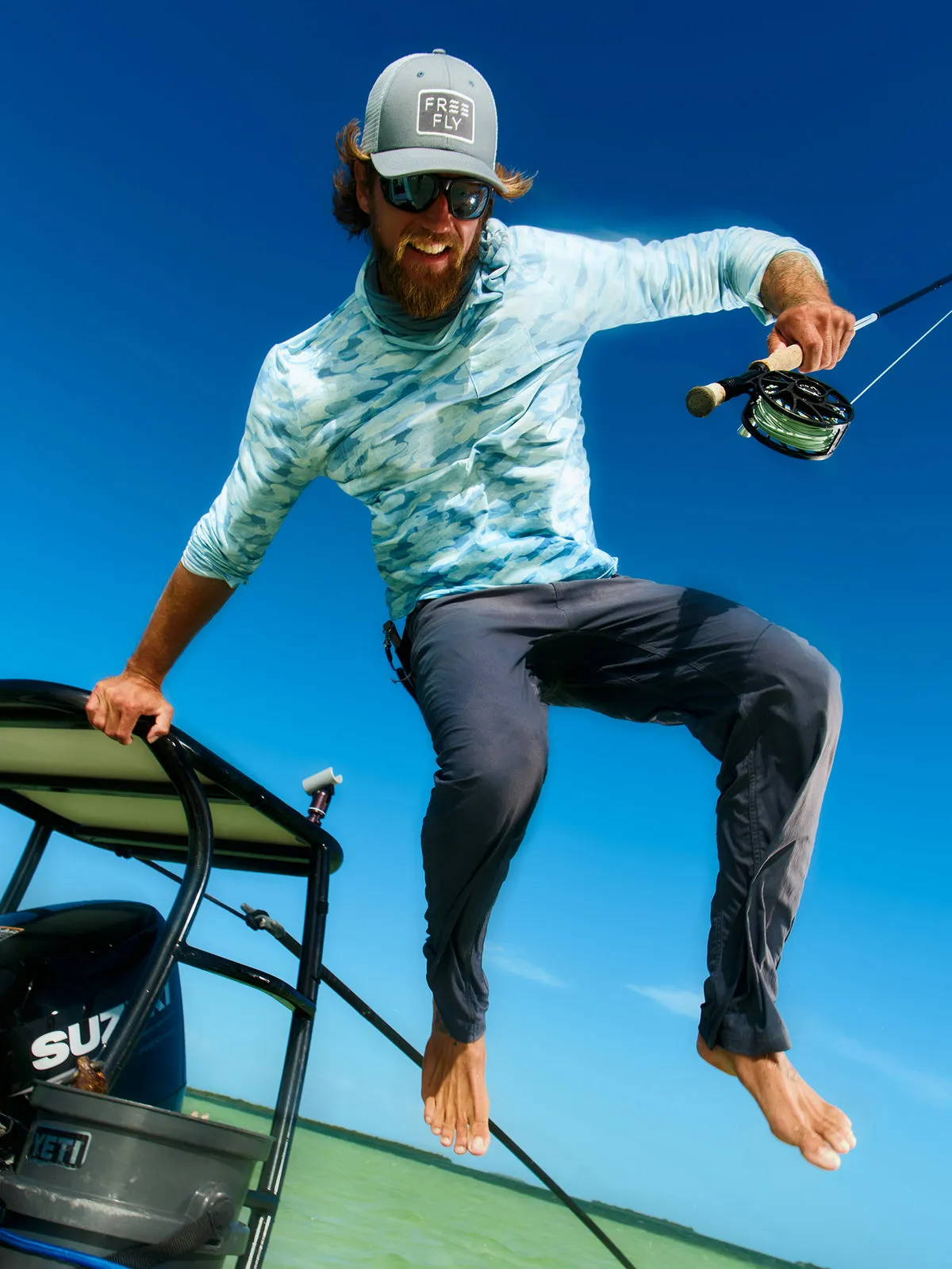 Free Fly Men'S Bamboo Lightweight Hoodie - Seasmoke Camo - Surf Blue sold by Sun Diego Boardshops product image thumbnail 3