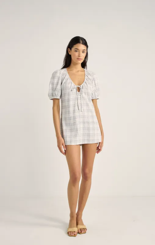 Rhythm Desi Plaid Mini Dress - Blue sold by Sun Diego Boardshops