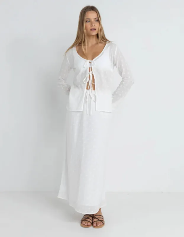 Rhythm Mirage Bias Cut Maxi Skirt - White sold by Sun Diego Boardshops