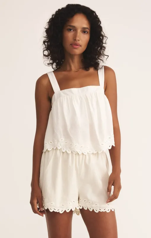 Z-Supply Annecy Embrodered Linen Tank - White sold by Sun Diego Boardshops