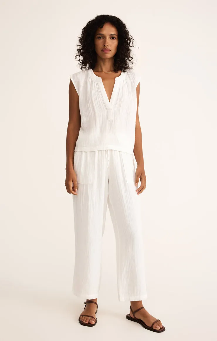 Z-Supply Plaza Airy Gauze Ankle Pant - White sold by Sun Diego Boardshops product image thumbnail 3