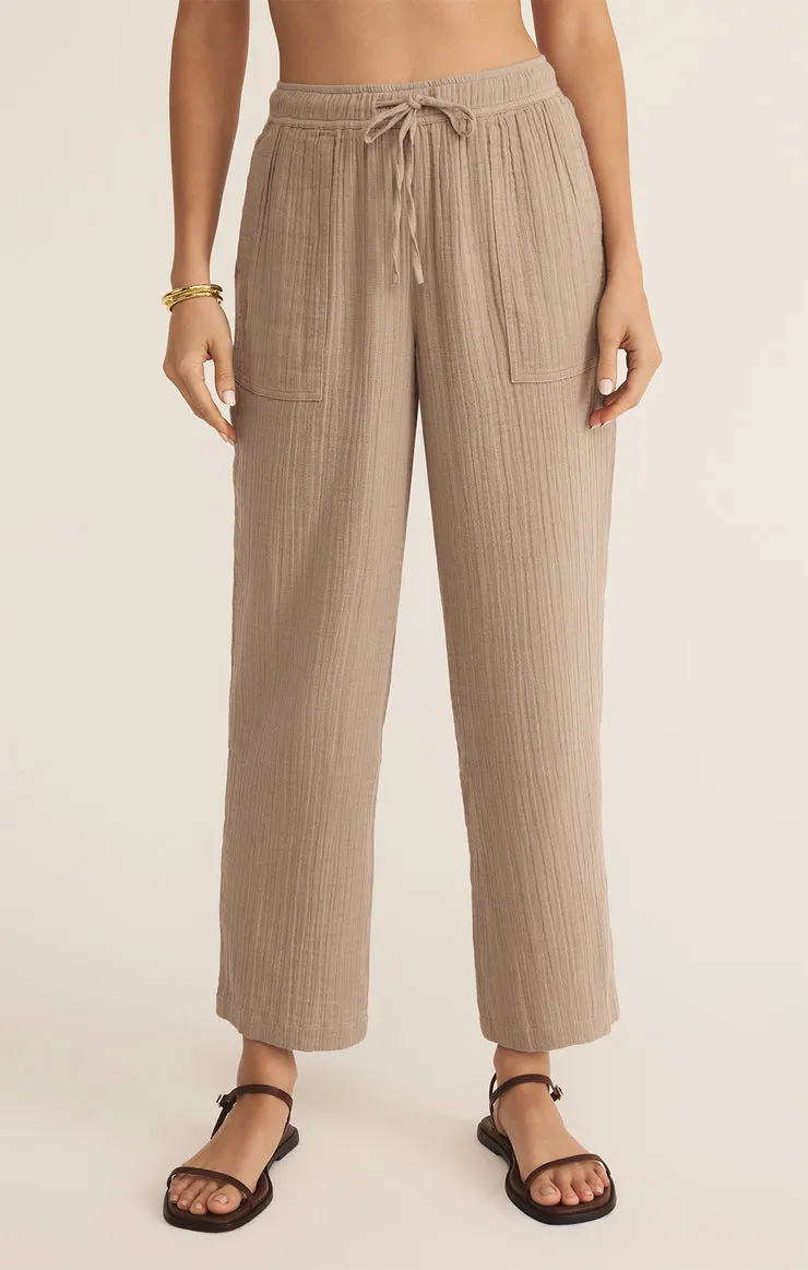 Z-Supply Plaza Airy Gauze Ankle Pant - Iced Coffee sold by Sun Diego Boardshops