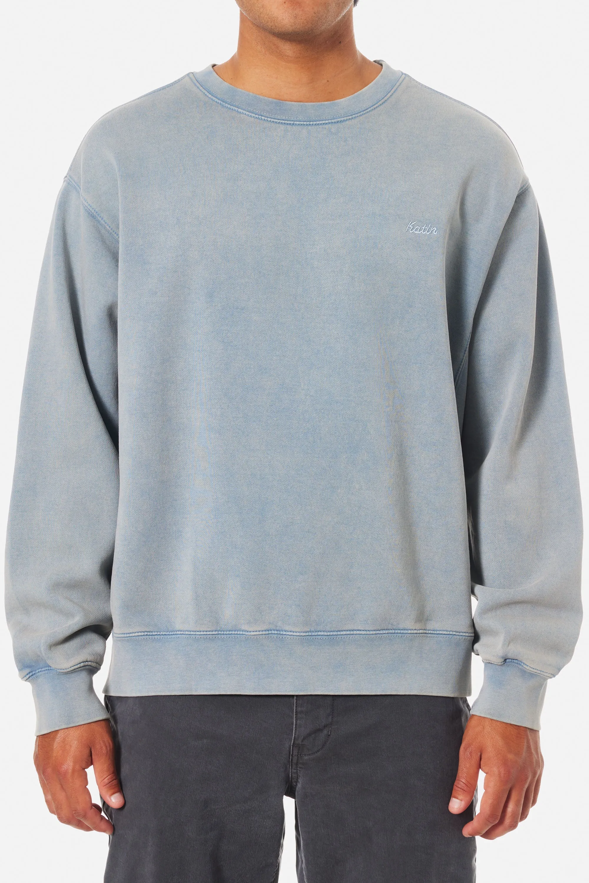 KATIN EMBROIDERED CREWNECK - WASHED BLUE SAND WASH sold by Sun Diego Boardshops