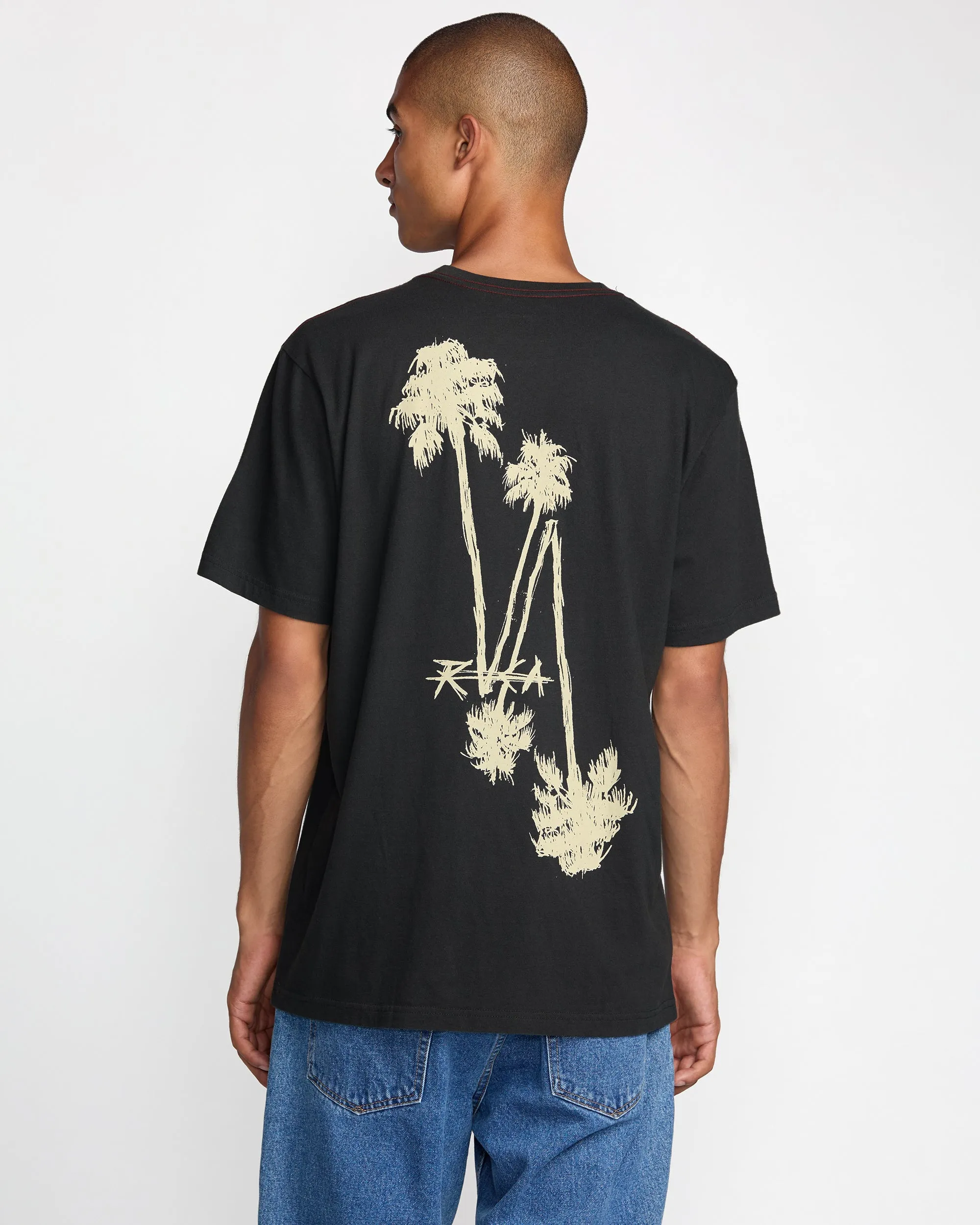 RVCA Crossed Palms Short Sleeve Tee - Pirate Black sold by Sun Diego Boardshops product image thumbnail 2