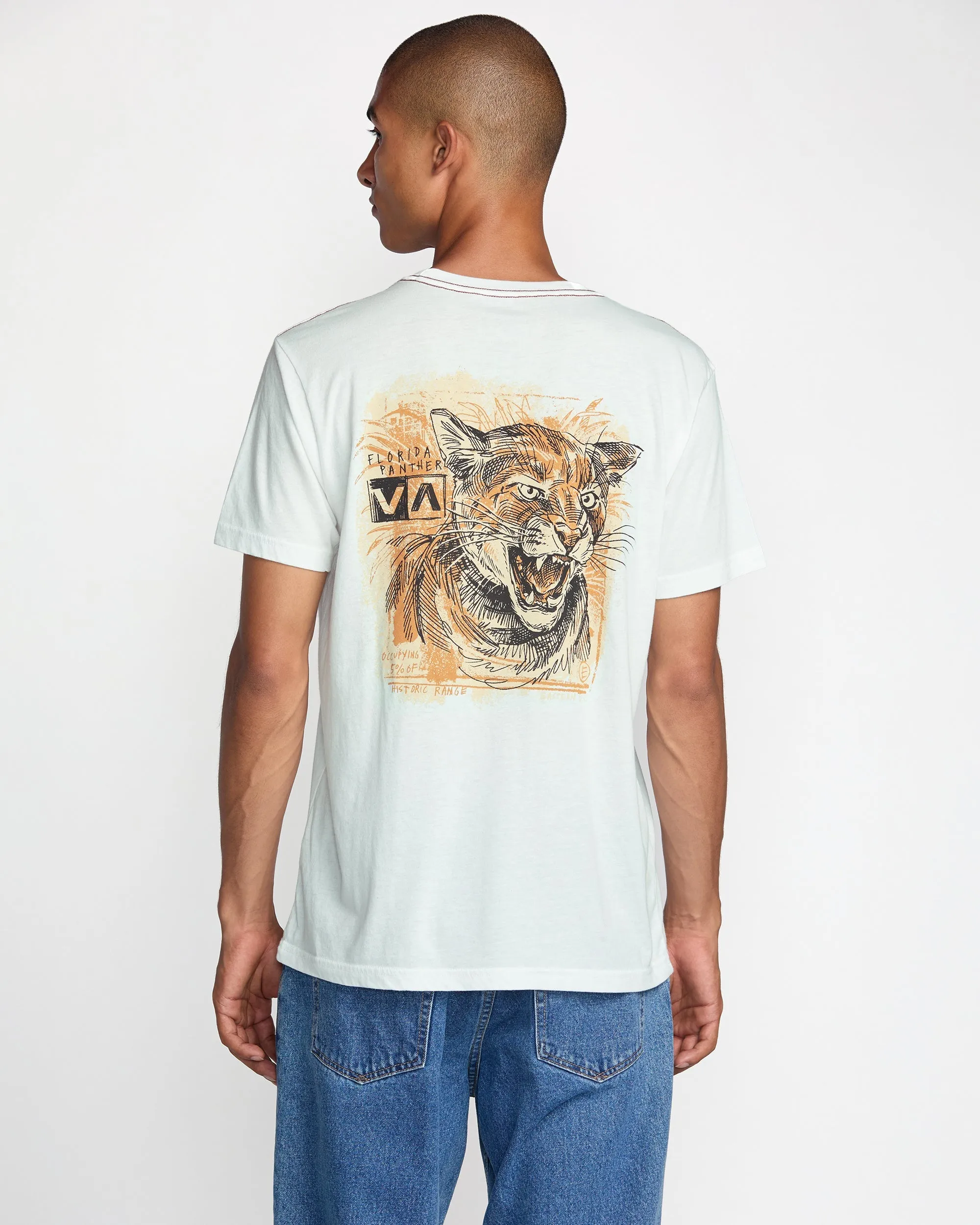 RVCA Horton Panther Short Sleeve Tee - Antique White sold by Sun Diego Boardshops