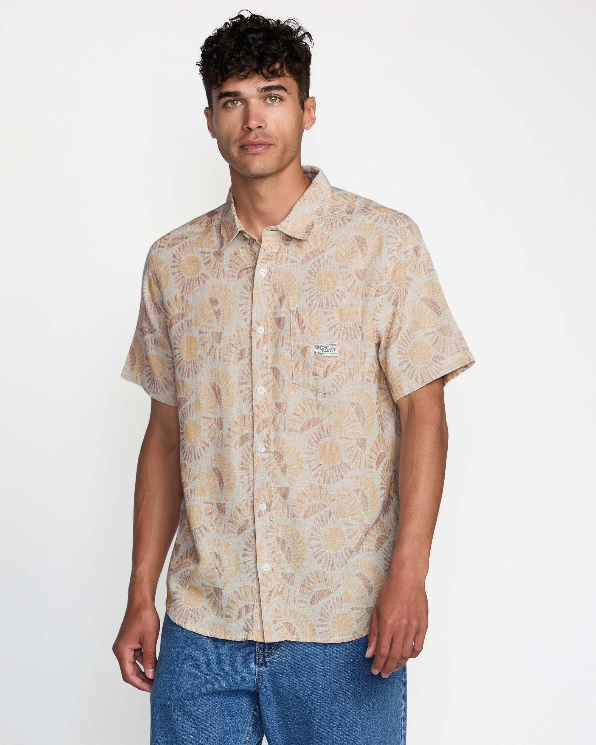 RVCA Jacobs Archive Print Short Sleeve Shirt - Blue Haze sold by Sun Diego Boardshops