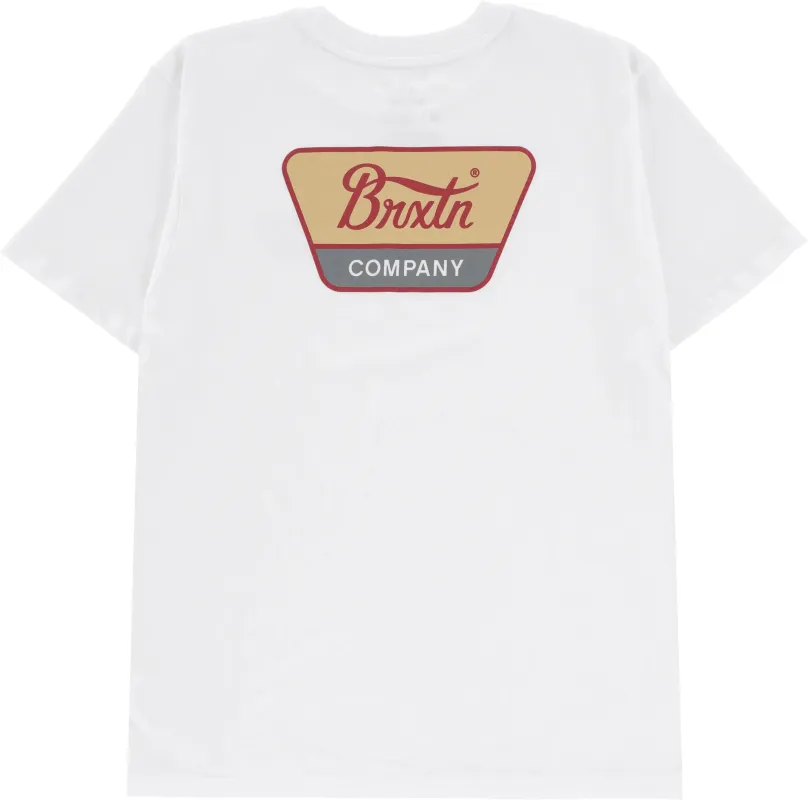 Brixton Linwood T-Shirt - White/Red Ochre/Curry Yellow sold by Sun Diego Boardshops