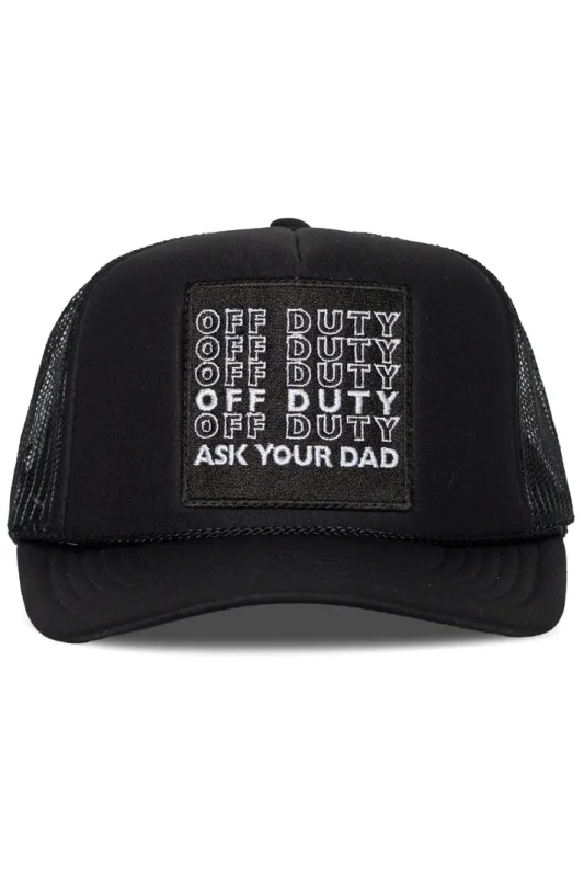 That Friday Feeling Off Duty Ask Your Dad Trucker Hat - Black sold by Sun Diego Boardshops