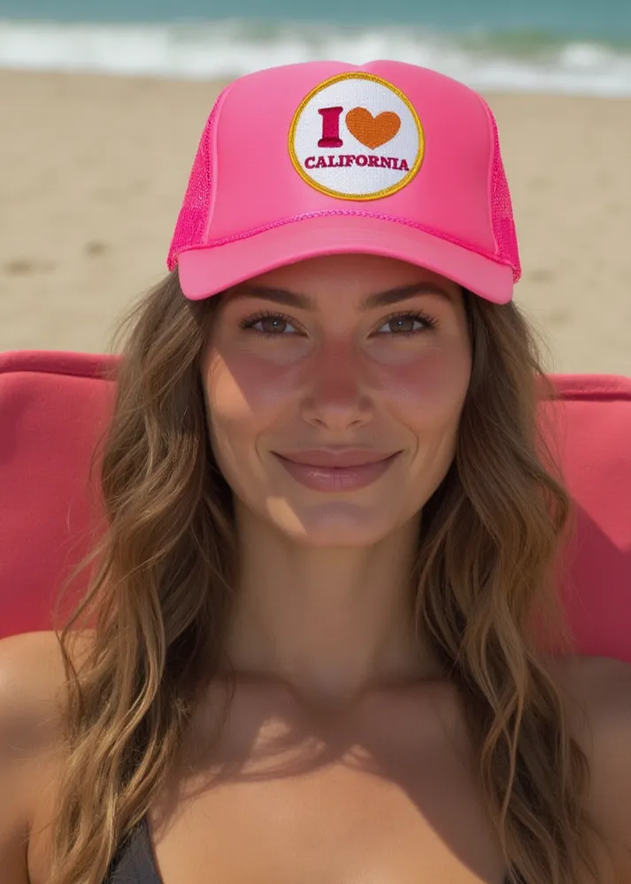 That Friday Feeling I Love California Trucker Hat - Pink sold by Sun Diego Boardshops product image thumbnail 2