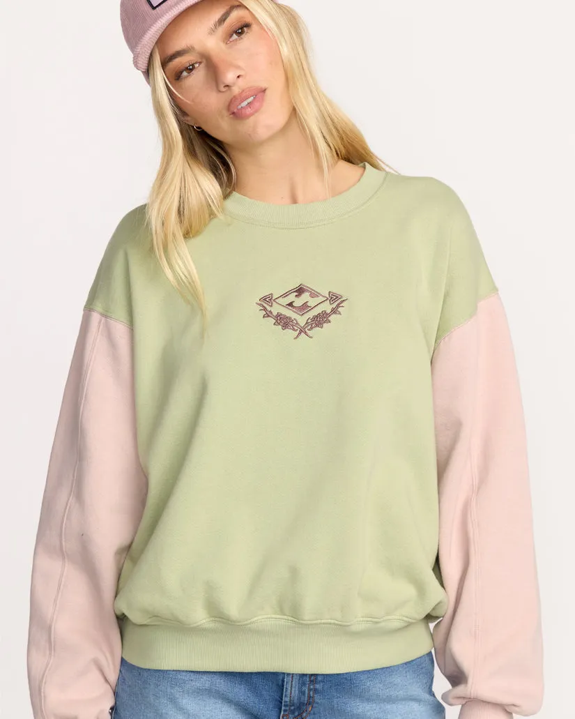 Billabong The Original Vibes Kendal Crewneck Sweatshirt - Pistachio Gfm0 sold by Sun Diego Boardshops
