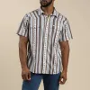 Sendero Serape Pearl Snap Short Sleeve - Sky/Brown sold by Sun Diego Boardshops