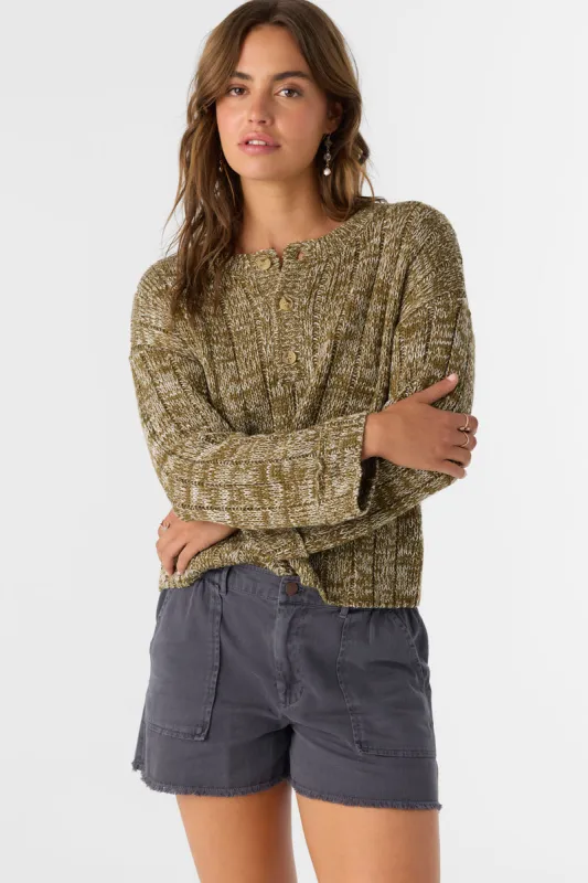 ONeill OCEANFRONT HENLEY LONG SLEEVE SWEATER - MILITARY OLIVE sold by Sun Diego Boardshops