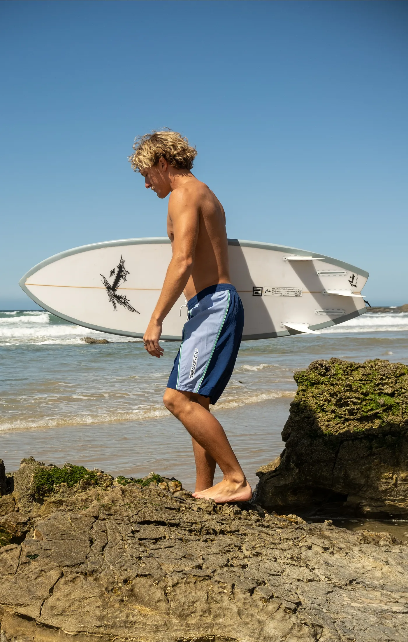 Rusty V8 Elastic Boardshort - Royal Navy sold by Sun Diego Boardshops