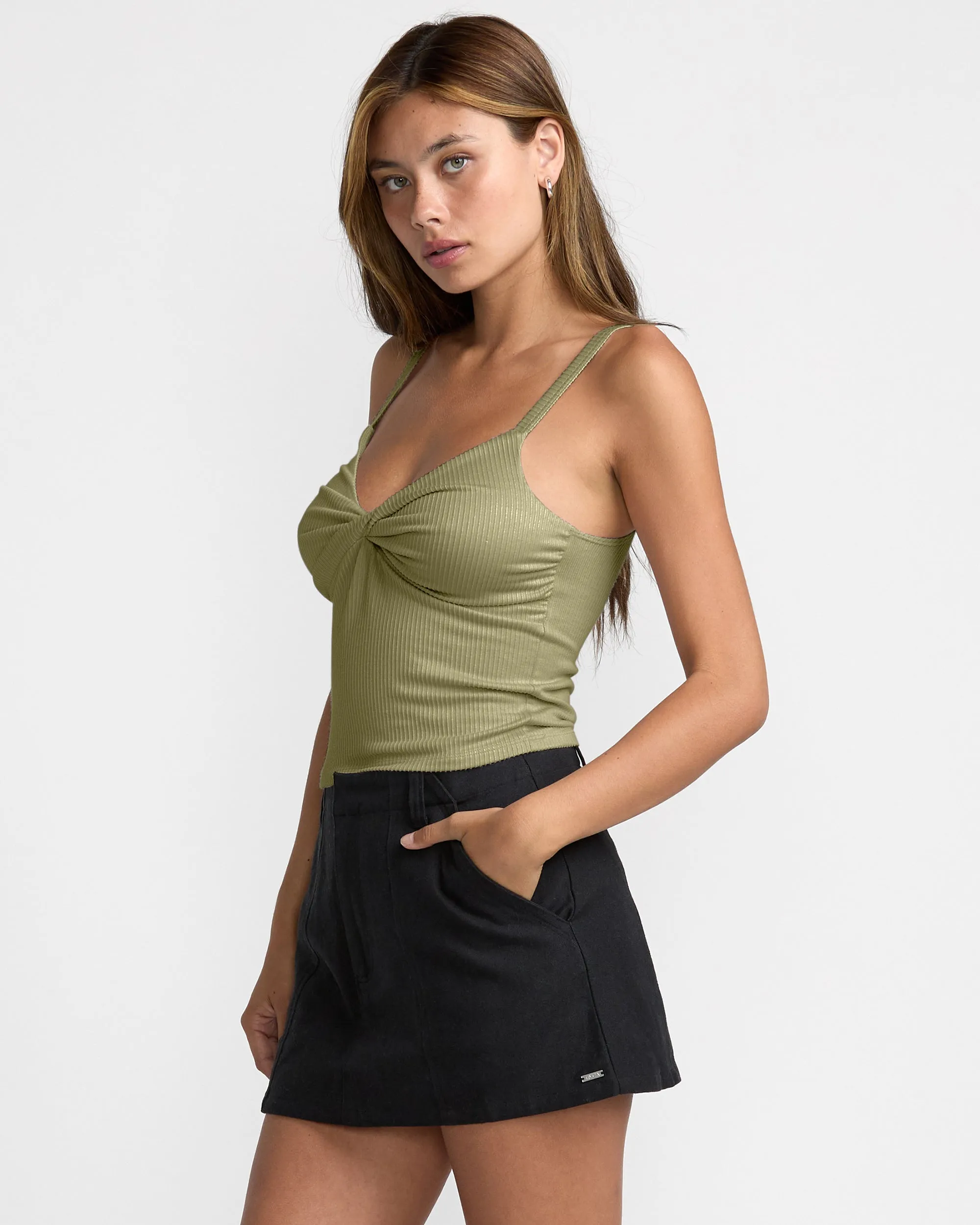 RVCA Slate Twist Tank - Thyme Green sold by Sun Diego Boardshops product image thumbnail 3