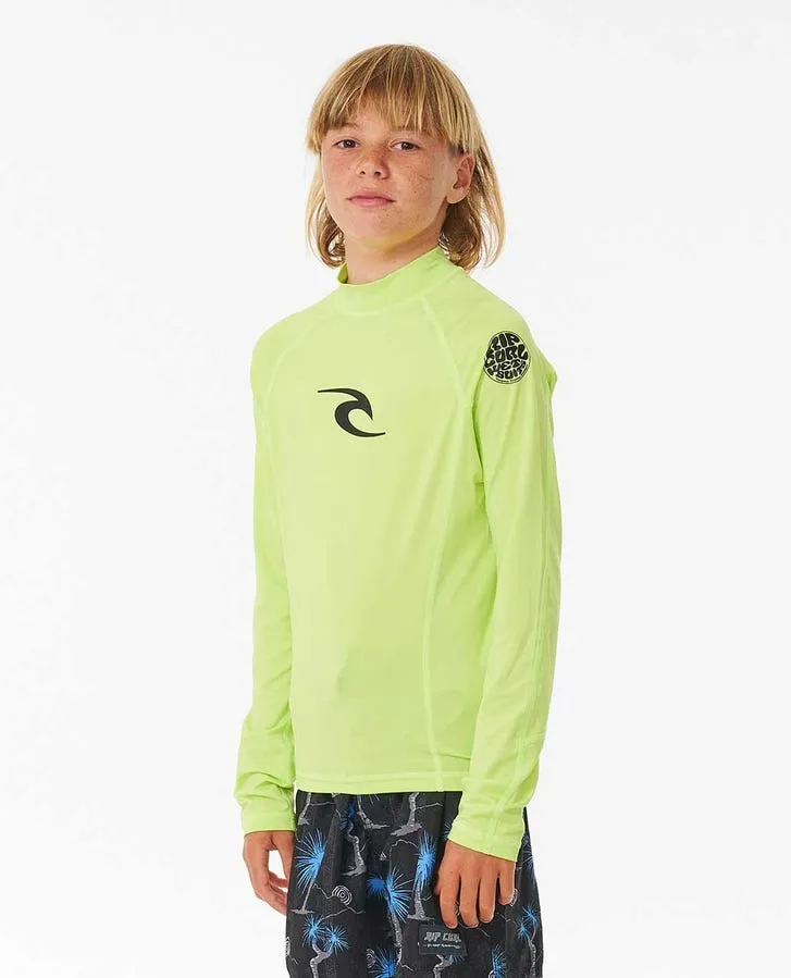 Rip Curl Brand Wave Uv Long Sleeve Rash Guard - Boys - Lime 4078 sold by Sun Diego Boardshops product image thumbnail 3