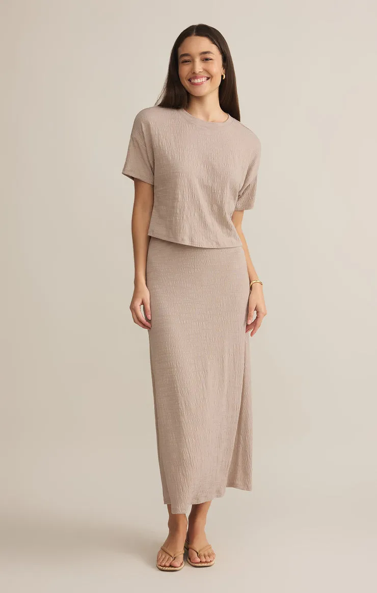 Z-Supply Delavine Textured Midi Skirt - Parchment sold by Sun Diego Boardshops