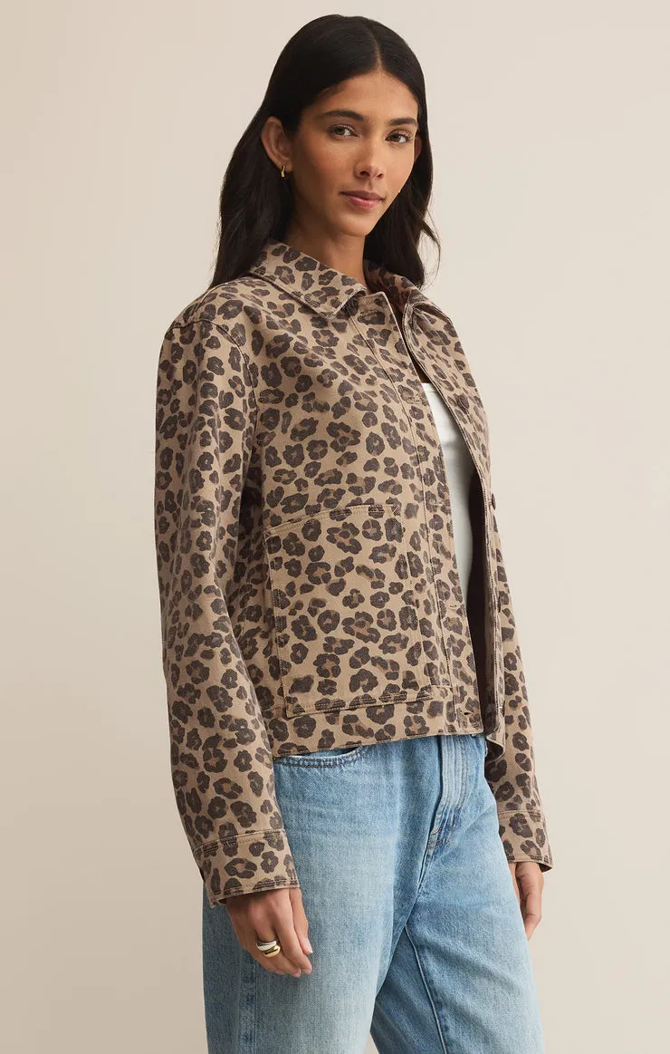Z-Supply Bel Air Leopard Denim Jacket - Desert Tan sold by Sun Diego Boardshops product image thumbnail 3