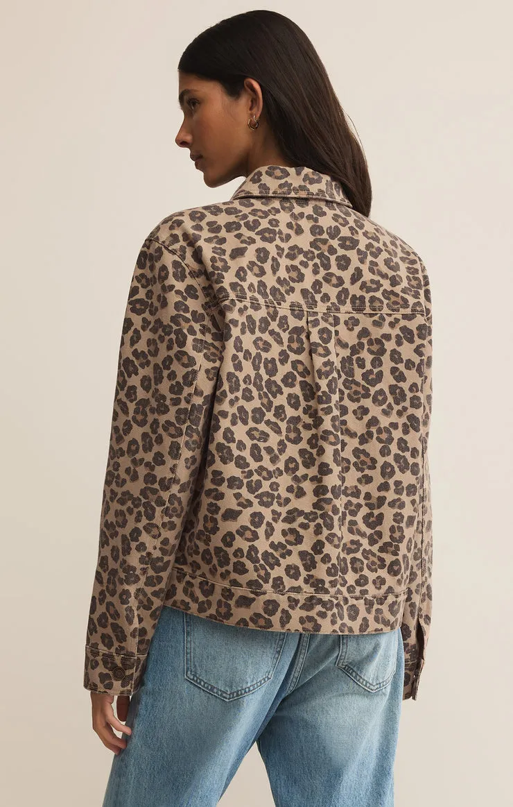 Z-Supply Bel Air Leopard Denim Jacket - Desert Tan sold by Sun Diego Boardshops product image thumbnail 2