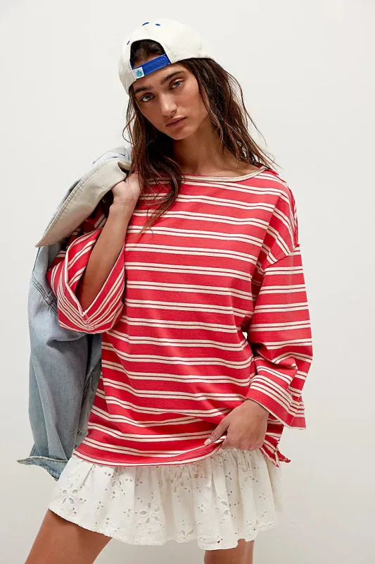 Free People We The Free C'Est La Vie Tee - Red Combo sold by Sun Diego Boardshops