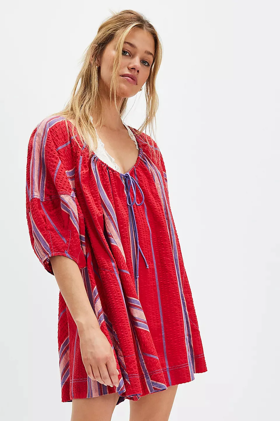 Free People Bop Around Romper - Seaside Stripe Red sold by Sun Diego Boardshops