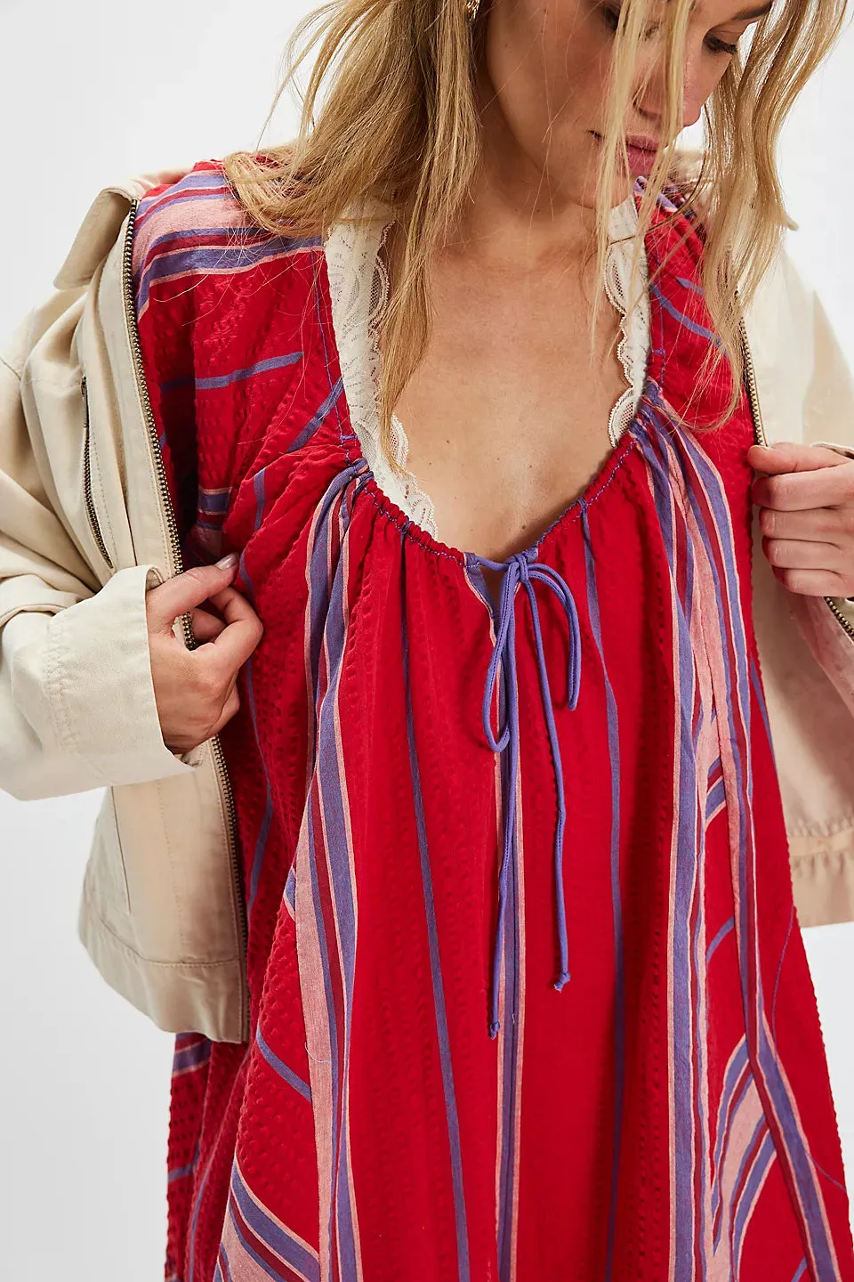 Free People Bop Around Romper - Seaside Stripe Red sold by Sun Diego Boardshops product image thumbnail 3