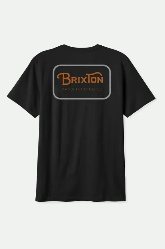 Brixton Grade Standard T-Shirt - Black/Rust/Smoke Grey sold by Sun Diego Boardshops