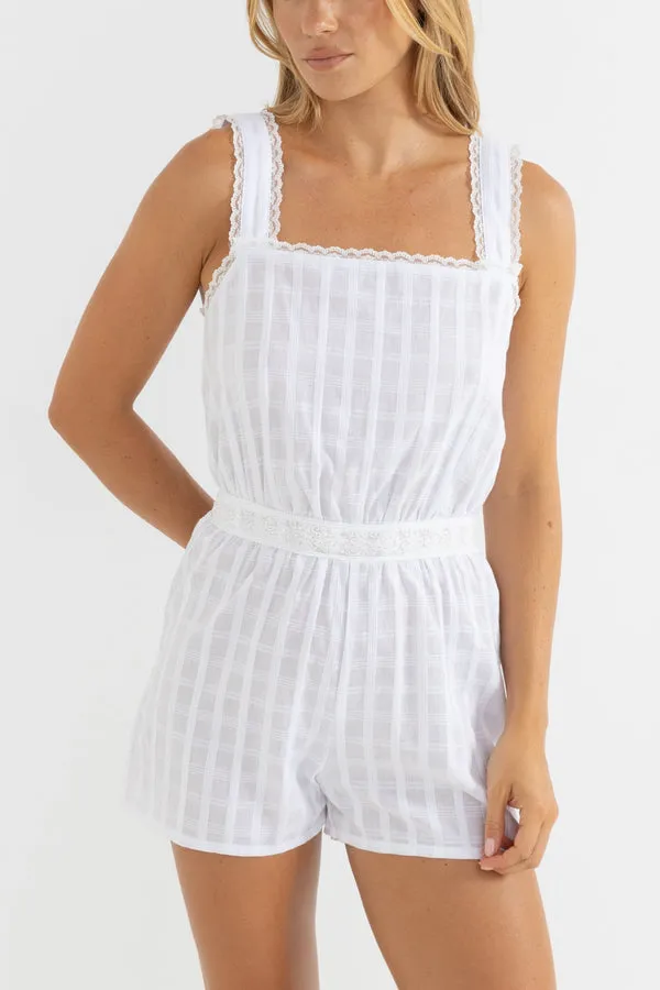 Rhythm Isla Lace Playsuit - White sold by Sun Diego Boardshops