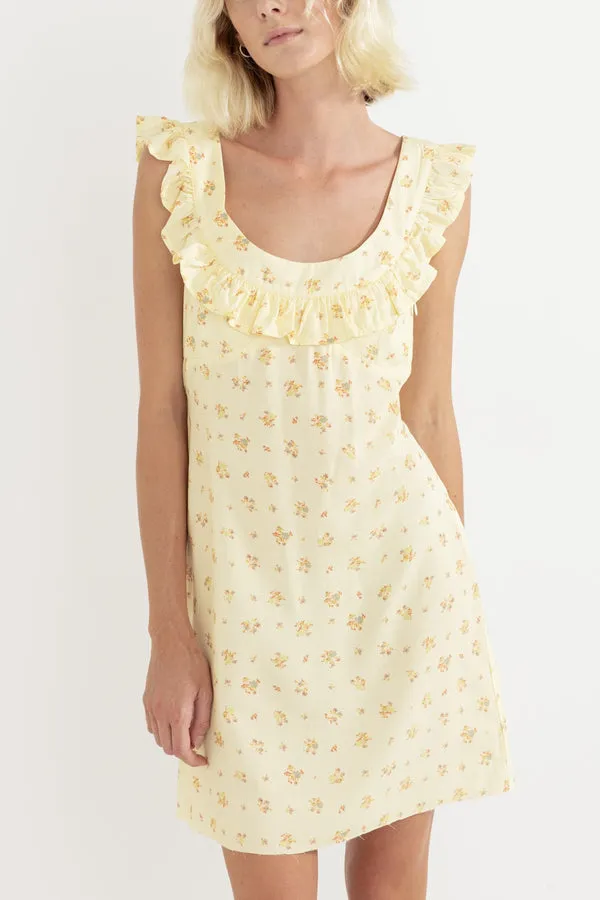 Rhythm Dahlia Off Shoulder Mini Dress - Lemon sold by Sun Diego Boardshops