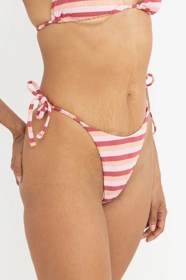 Rhythm Ibiza Stripe Rib Tie Side Hi Cut Bikini Bottom - Pink sold by Sun Diego Boardshops product image thumbnail 3