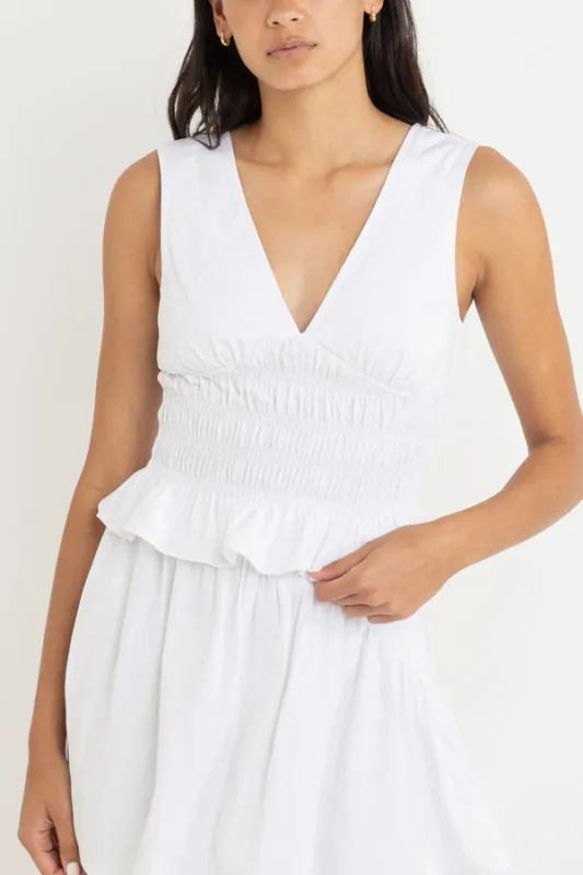 Rhythm Carlo Smocked Top - Cream sold by Sun Diego Boardshops