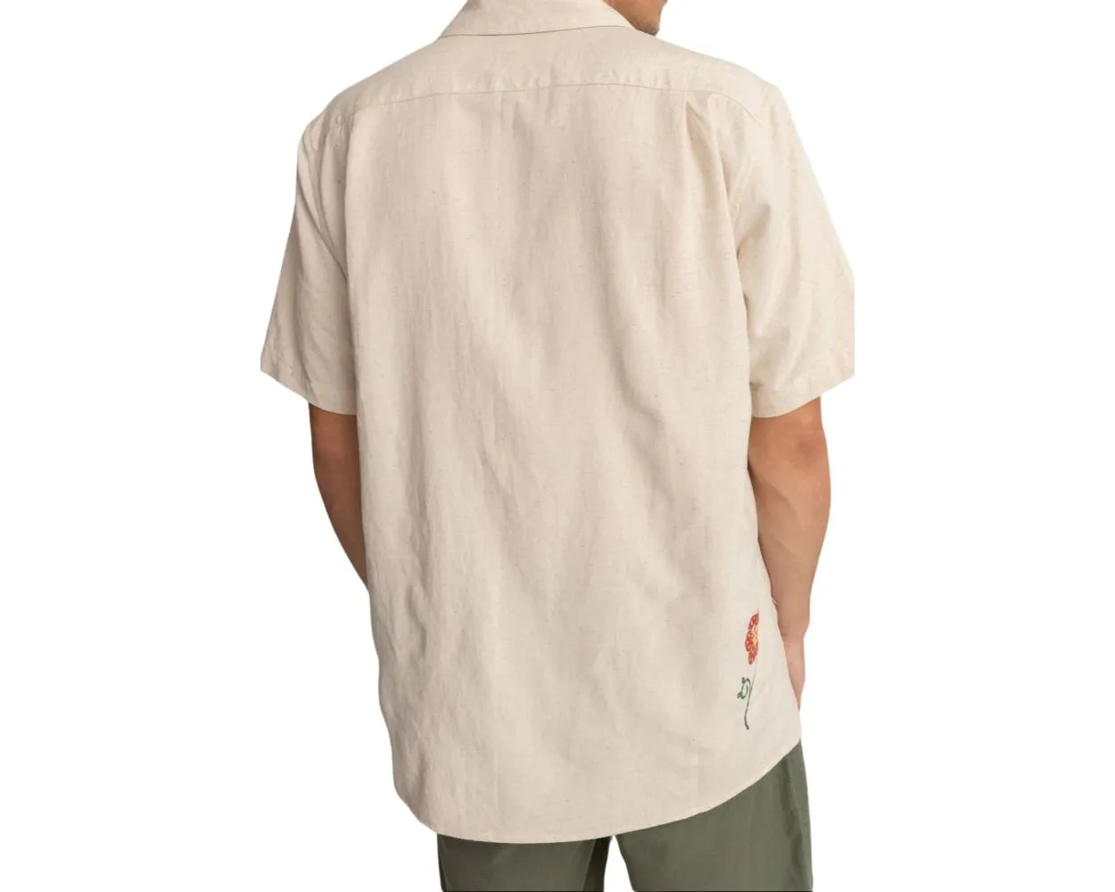 Rhythm Flower Embroidery Shirt - Natural sold by Sun Diego Boardshops product image thumbnail 3