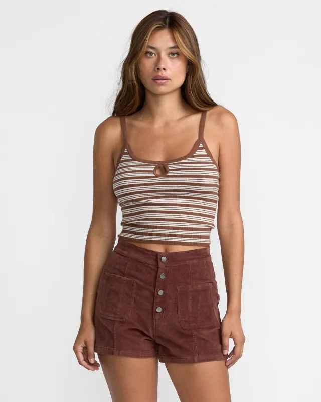 RVCA Tight Stripe Sweater Tank - Mocha sold by Sun Diego Boardshops