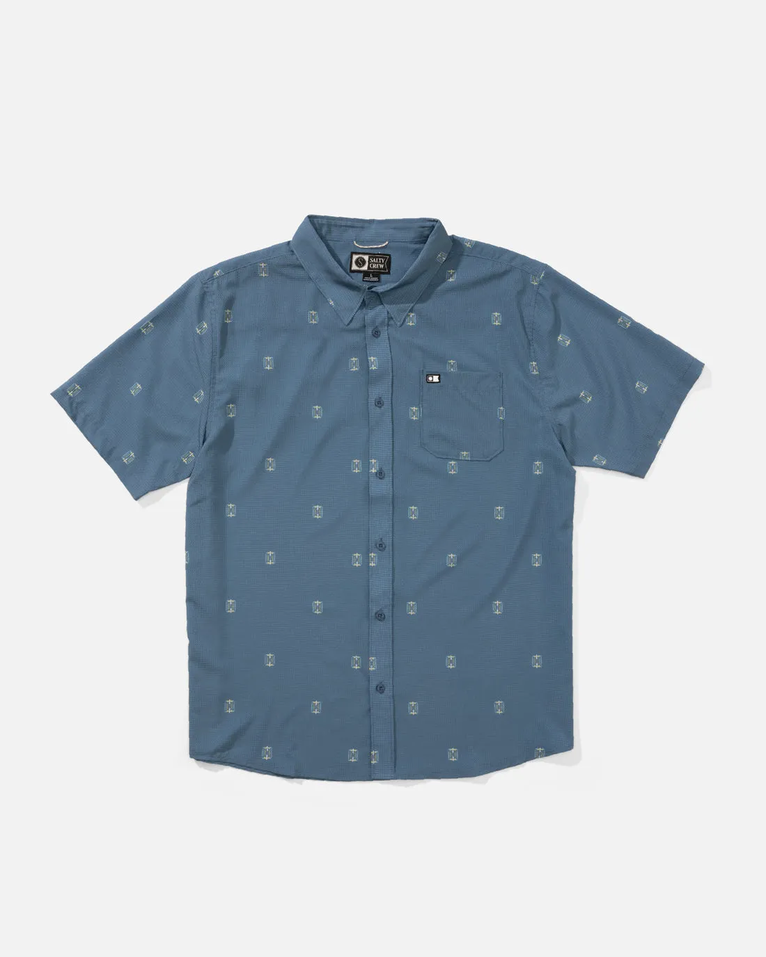 Salty Crew Breezer Perforated Button Up - Channel Blue sold by Sun Diego Boardshops